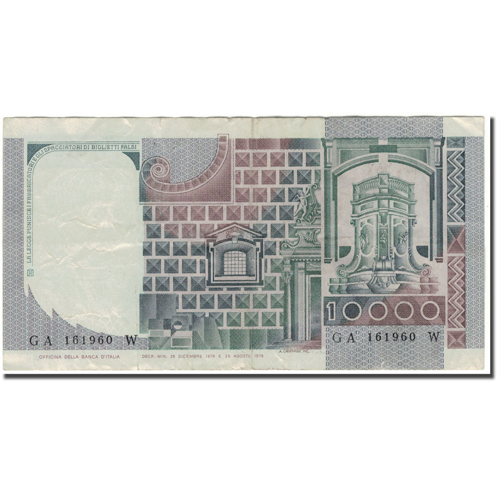 Banknote, Italy, 10,000 Lire, KM:106a, VF(20-25)
