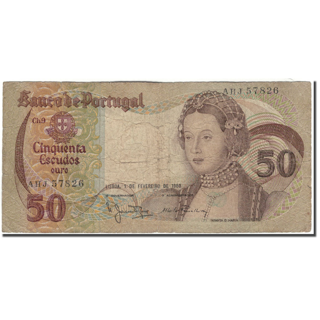 Billet, Portugal, 50 Escudos, 1980-02-01, KM:174b, B