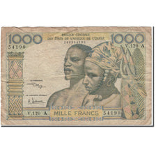 Banknote, West African States, 1000 Francs, KM:103Aj, VG(8-10)