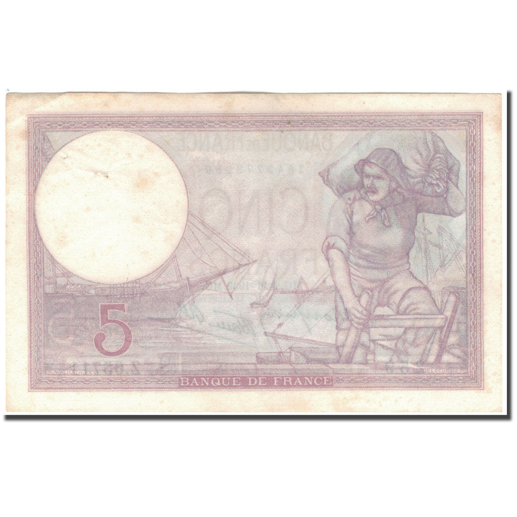 França, 5 Francs, Violet, 1939-11-02, VF(30-35), Fayette:4.14, KM:83