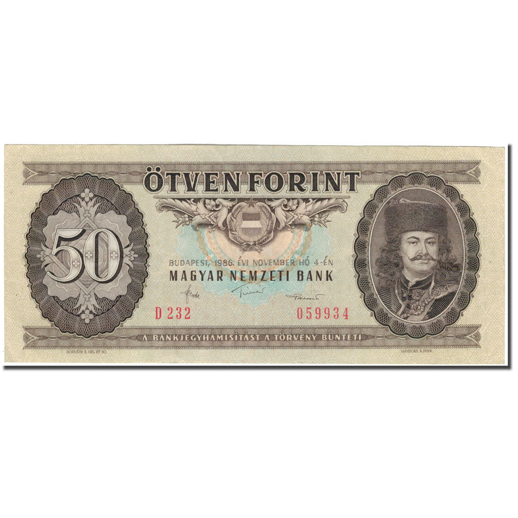 Banknote, Hungary, 50 Forint, 1986, KM:170g, AU(50-53)