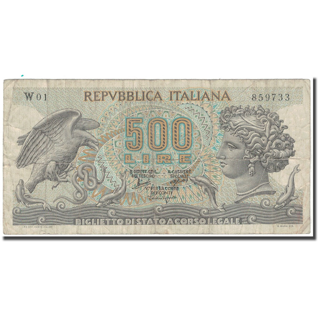 Banknot, Włochy, 500 Lire, KM:93a, VF(20-25)