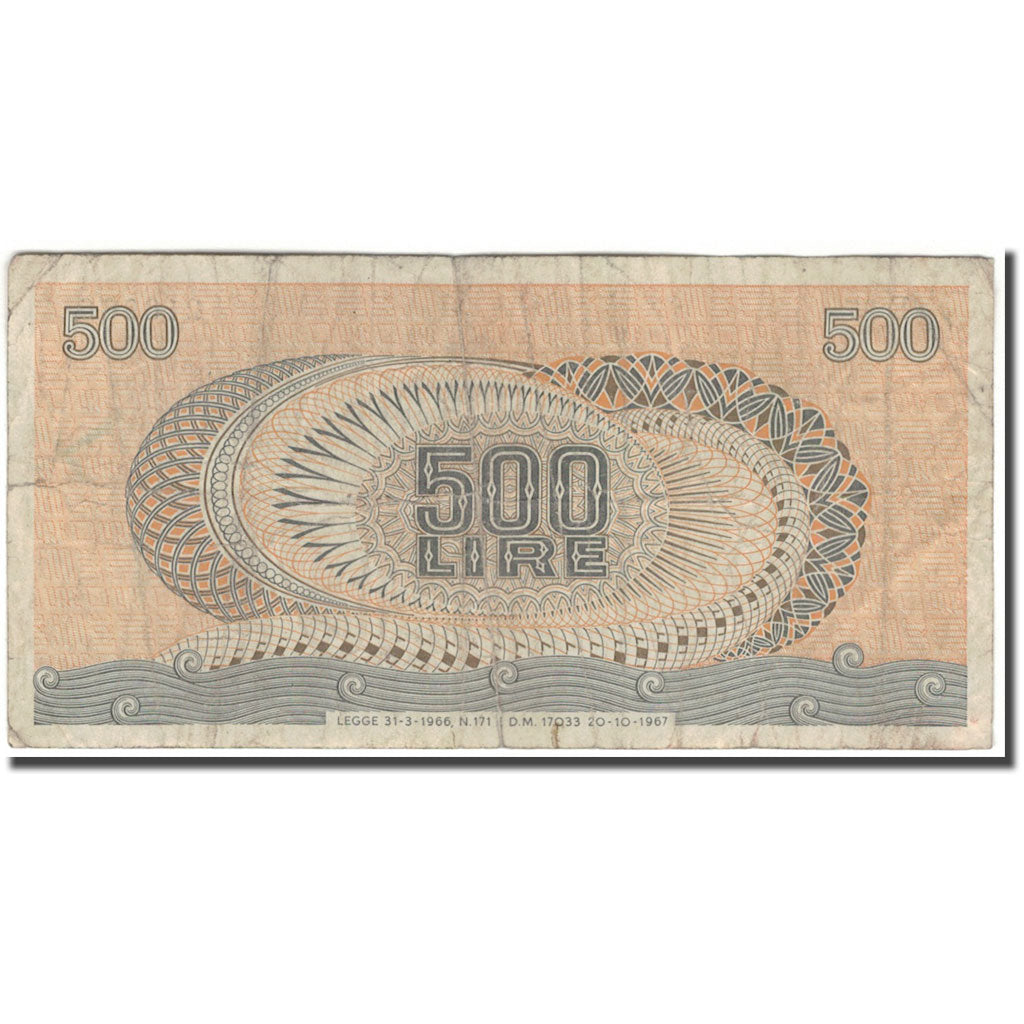 Nota, Itália, 500 Lire, KM:93a, VF(20-25)