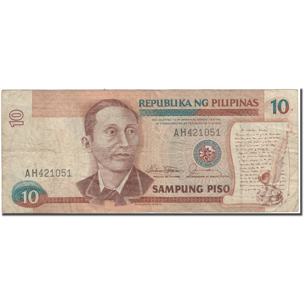 Banknot, Filipiny, 10 Piso, 1949, KM:161c, VF(20-25)