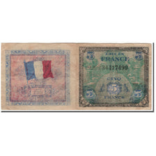 Francja, 5 Francs, Flag/France, 1944, 1944, VF(30-35), KM:115a