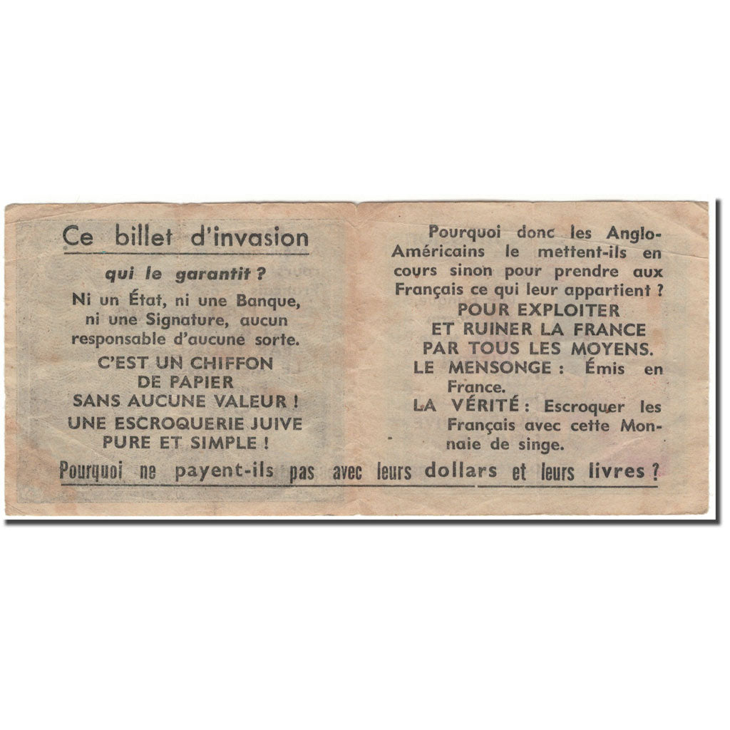 França, 5 Francs, Flag/France, 1944, 1944, VF(30-35), KM:115a