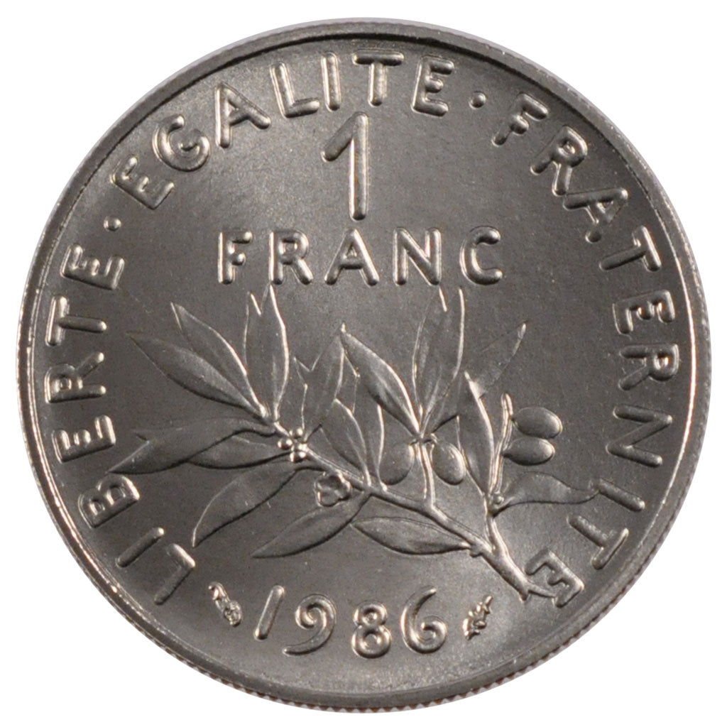 FRANCE, Semeuse, 1 Franc, 1986, Paris, MS(63), Nickel, 24, Gadoury #474, 6.00