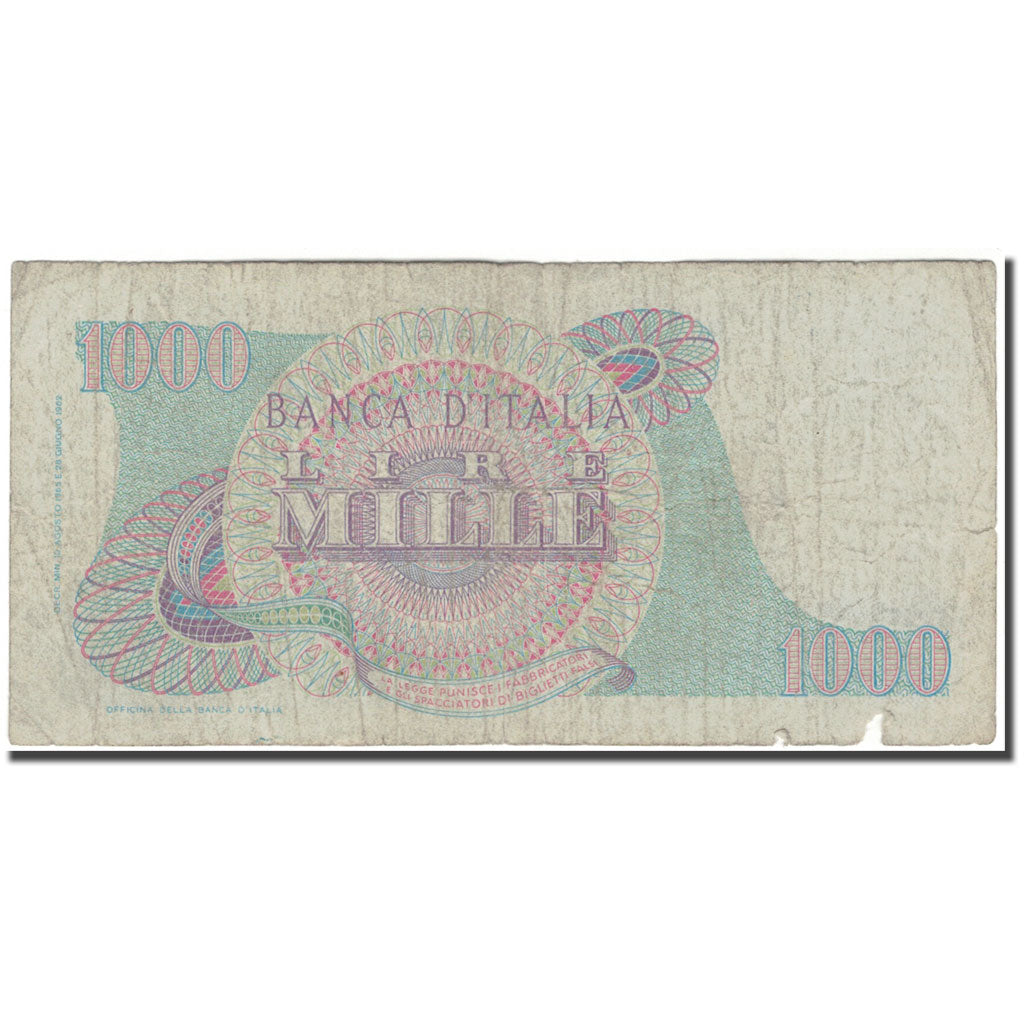 Banknot, Włochy, 1000 Lire, KM:96d, VG(8-10)