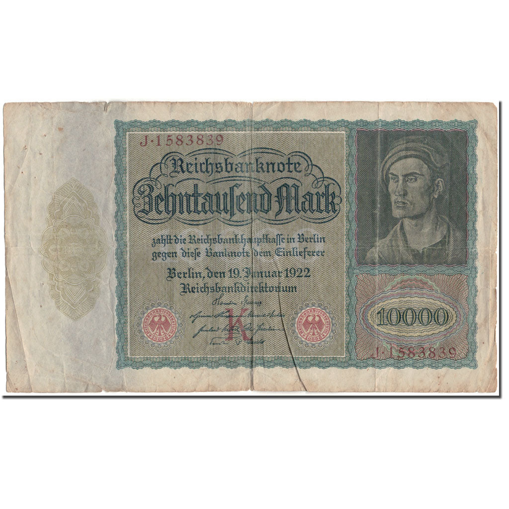 Billete, 10,000 Mark, Alemania, KM:70, BC