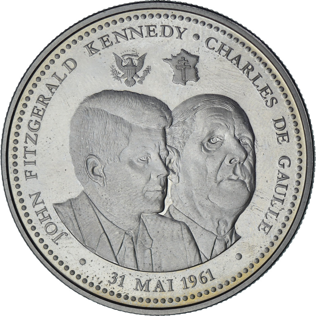 Frankrijk, Medaille, Vème République, Kennedy-De Gaulle, UNC, Cupro-nikkel
