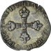 França, Henri III, 1/4 Ecu croix de face, 1578, Rennes, Prata, VF(30-35)