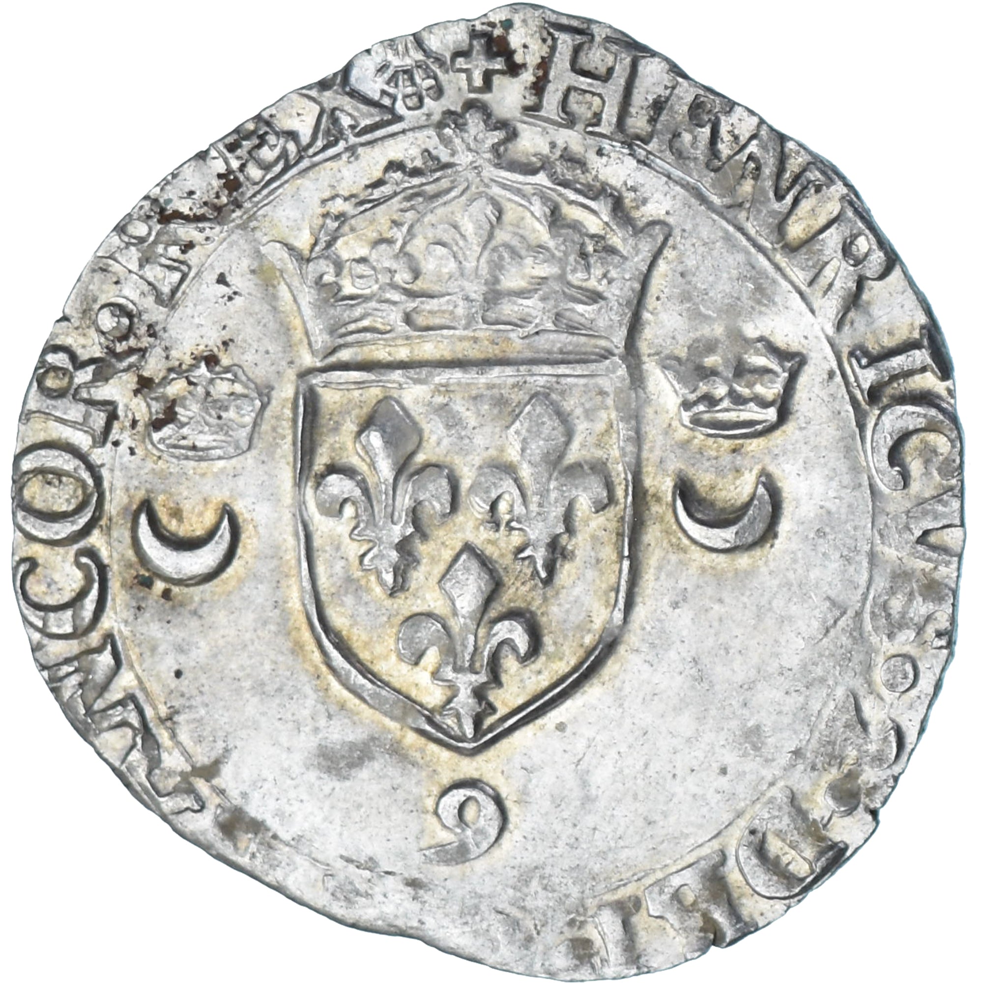 Francia, Henri II, Douzain aux croissants, 1553, Rennes, Vellón, MBC