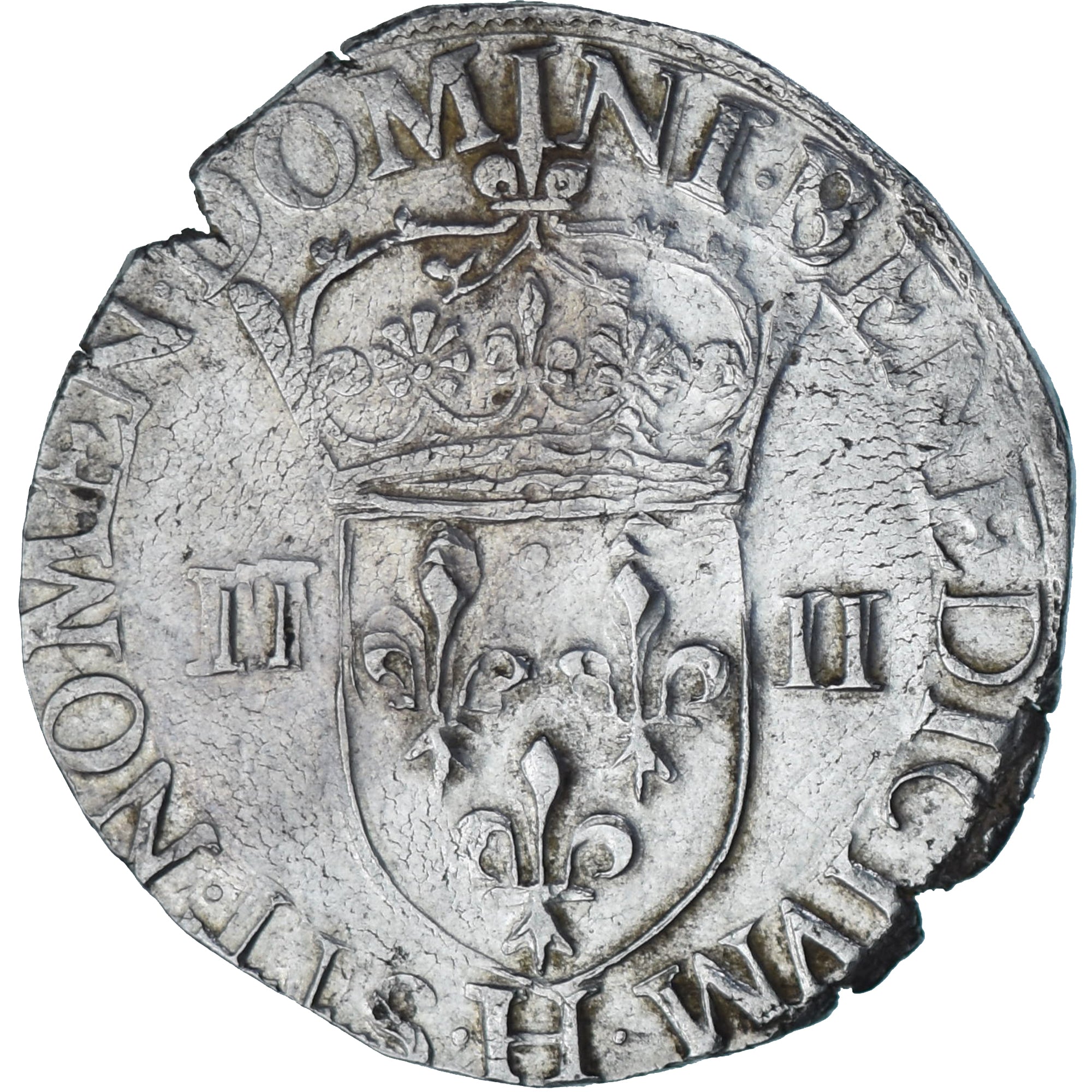 França, Henri III, 1/4 Ecu croix de face, 1581, La Rochelle, Prata, AU(50-53)