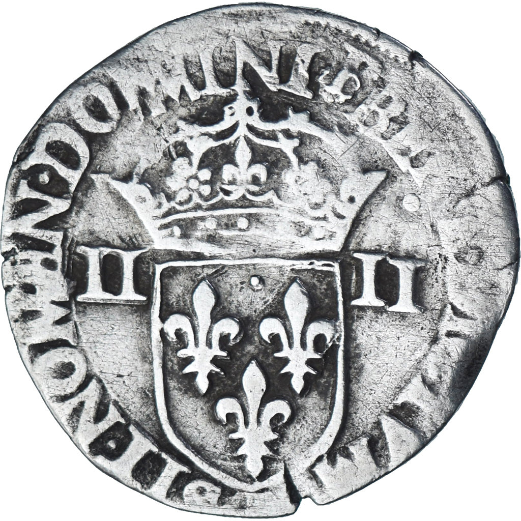 Francja, Henri III, 1/4 Ecu croix de face, 158[?], Nantes, Srebro, VF(30-35)