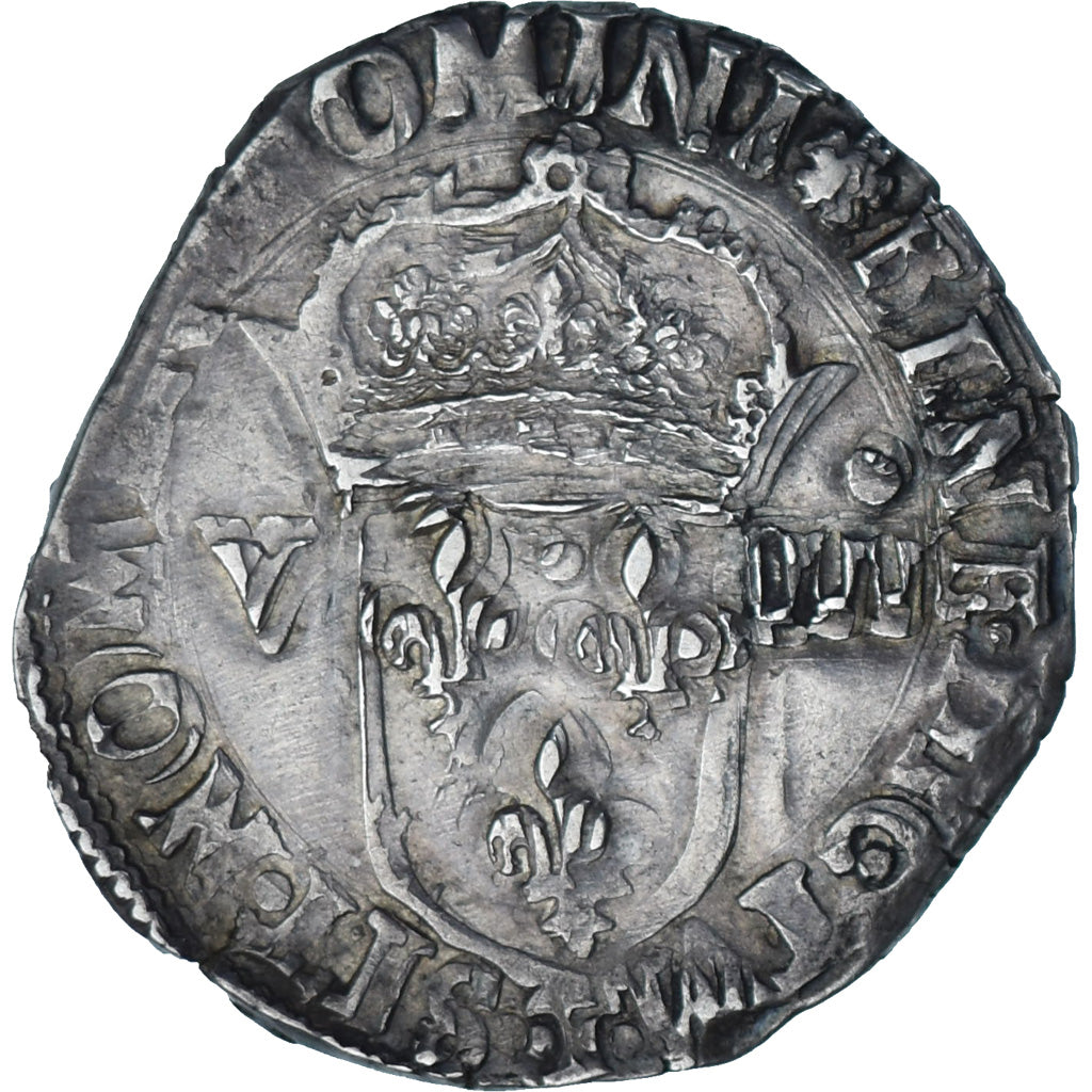 França, Charles X, 1/8 d'écu à la croix de face, 1592, Nantes, Prata