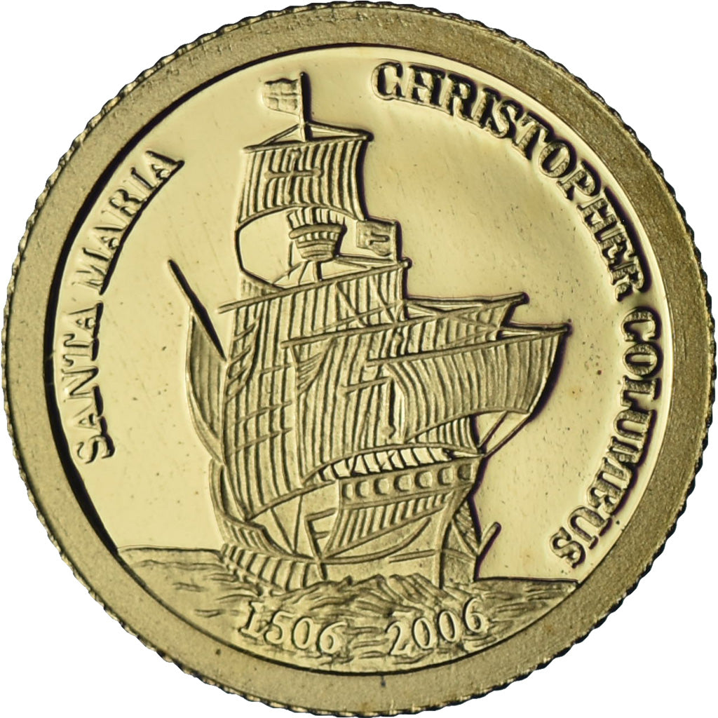 Palau, 1 Dollar, Santa Maria, 2006, Gold, MS(65-70)