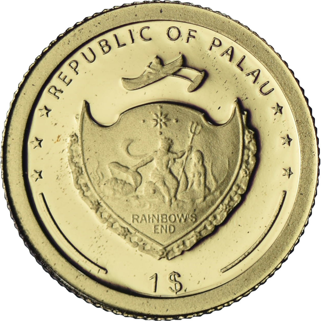 Palau, 1 Dollar, Bull - Bear, 2007, Oro, FDC