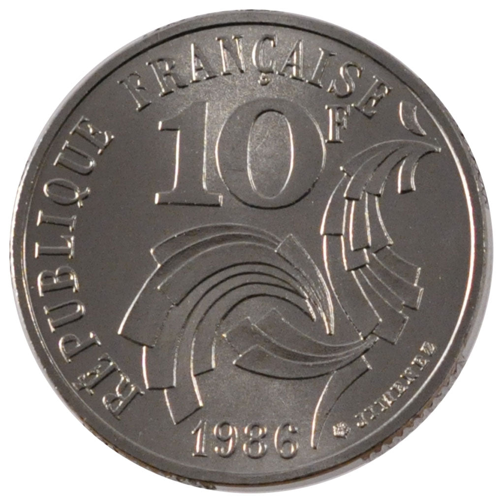 FRANCE, 10 Francs, 1986, MS(65-70), Nickel, 6.50