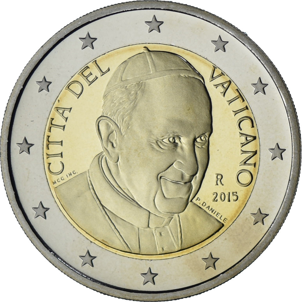 Vatican, Pape François, 2 Euro, 2015, Rome, Série BE, MS(65-70), Bi-Metallic