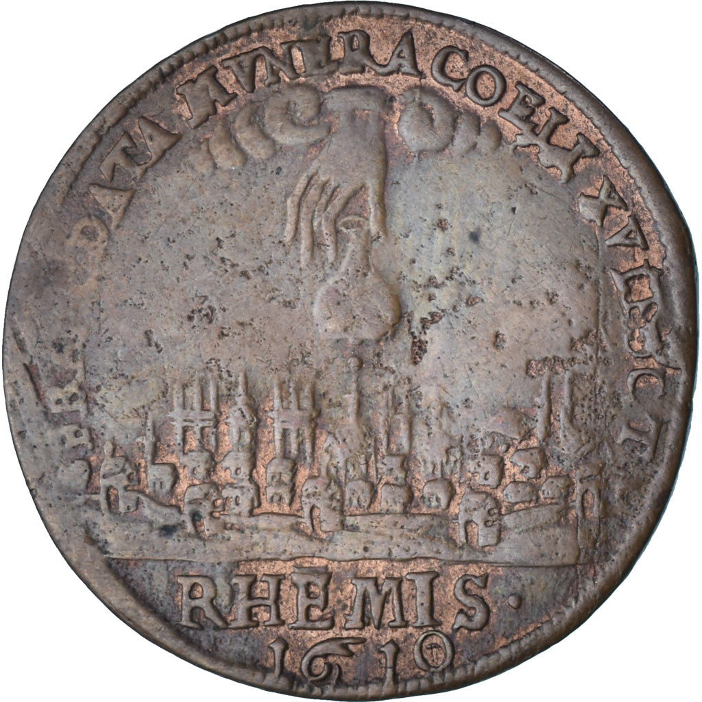 France, Token, Louis XIII, Sacre à Reims, 1610, AU(50-53), Copper