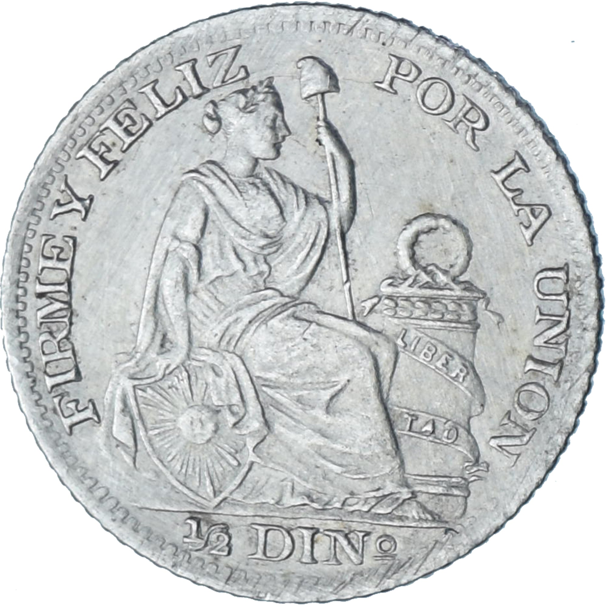 Perú, 1/2 Dinero, 1892, Lima, Plata, SC, KM:206.1