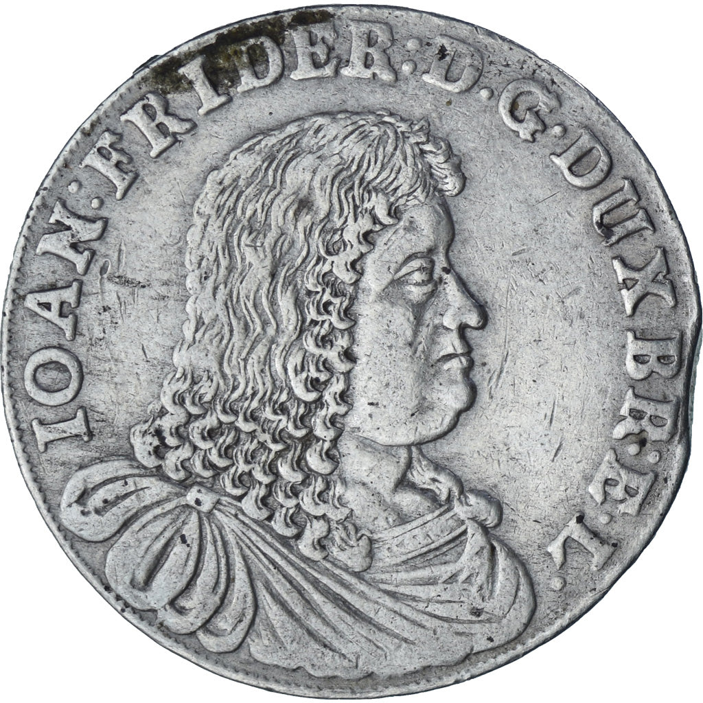 Germany, Johann Friedrich, 2/3 Thaler, 1676, Silver, AU(50-53), KM:187