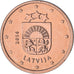 Latvia, 2 Euro Cent, 2014, BU, MS(64), Copper Plated Steel, KM:151