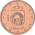 Latvia, 2 Euro Cent, 2014, BU, MS(64), Copper Plated Steel, KM:151