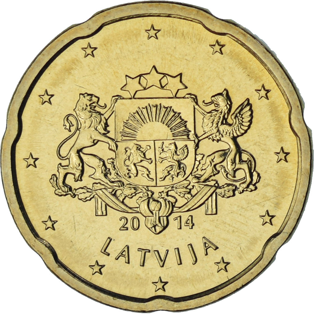 Lettonia, 20 Euro Cent, 2014, BU, SPL+, Nordic gold, KM:154