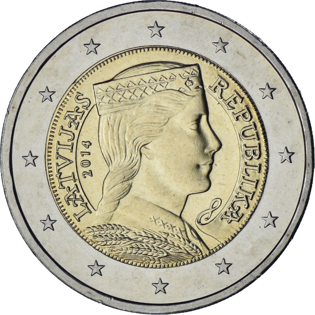 Latvia, 2 Euro, 2014, BU, MS(64), Bi-Metallic, KM:157