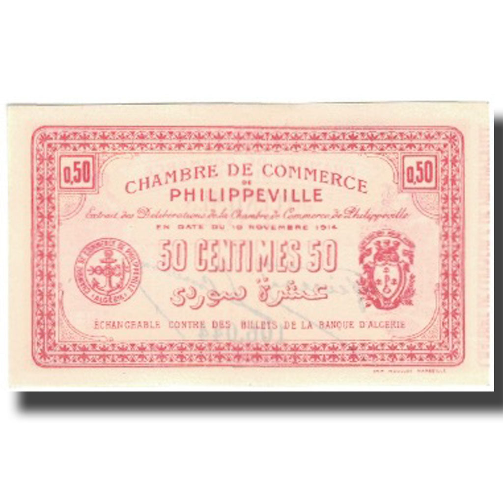 Banknot, Algieria, 50 Centimes, 1914, 1914-11-10, UNC(65-70)