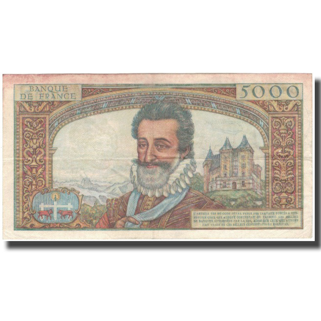 Francia, 5000 Francs, Henri IV, 1958-03-06, BC+, Fayette:49.6, KM:135a