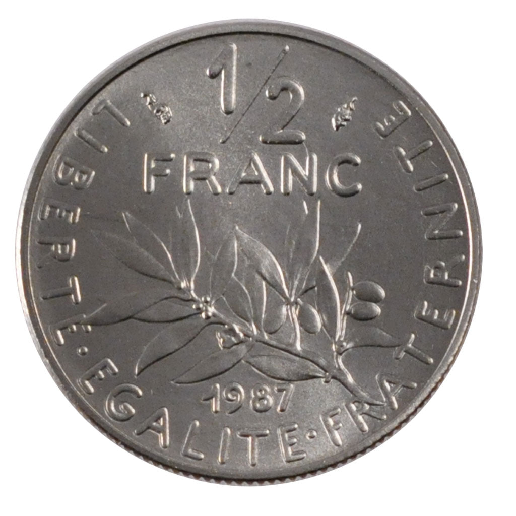 FRANCE, Semeuse, 1/2 Franc, 1987, Paris, KM #931.1, MS(65-70), Nickel, 19.5,...