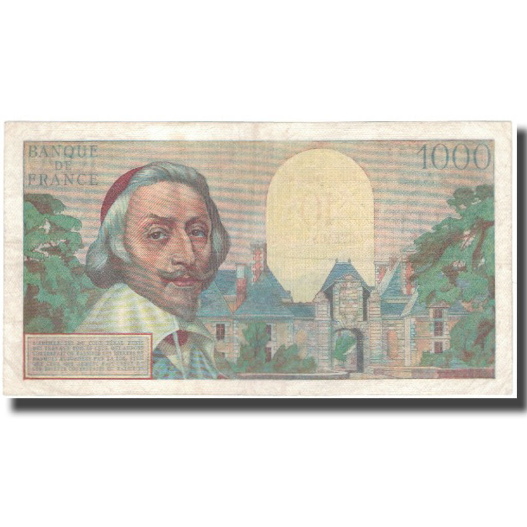 França, 10 Nouveaux Francs on 1000 Francs, Richelieu, 1957-03-07, VF(30-35)