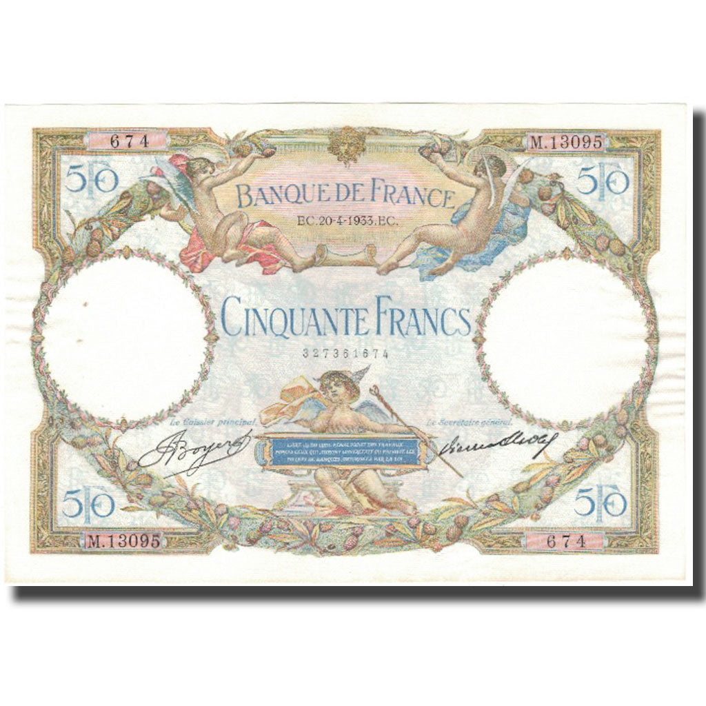 Francia, 50 Francs, Luc Olivier Merson, 1933-04-20, MBC+, Fayette:16.4, KM:80b