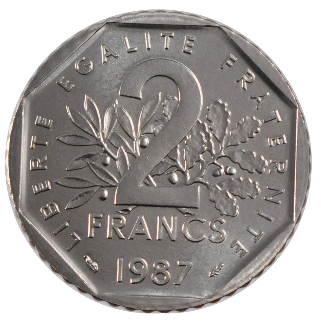 FRANCE, 2 Francs, 1987, MS(63), Nickel, Gadoury #547, 7.50