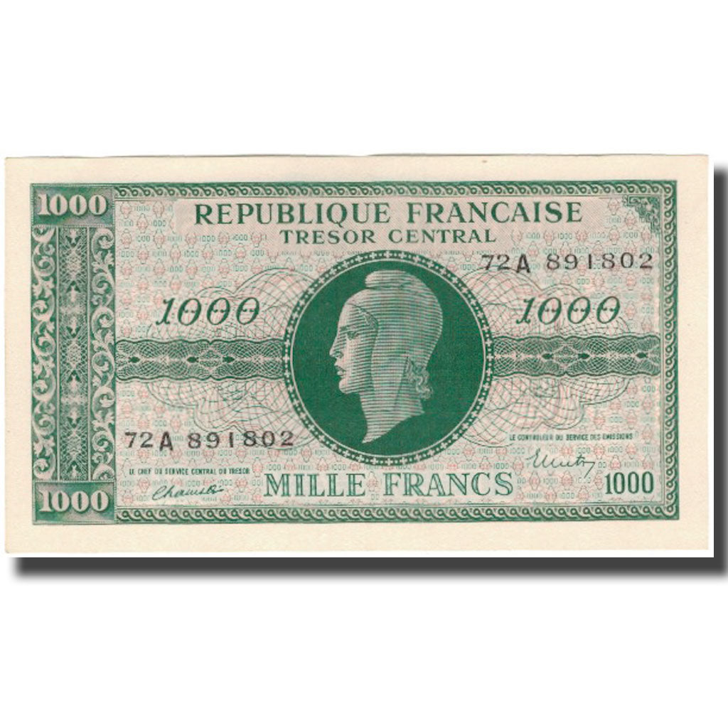 França, 1000 Francs, Marianne, 1945, AU(55-58), Fayette:VF 12.1, KM:107