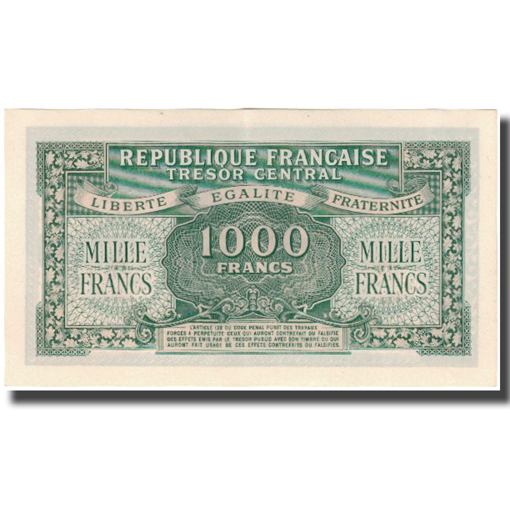 França, 1000 Francs, Marianne, 1945, AU(55-58), Fayette:VF 12.1, KM:107
