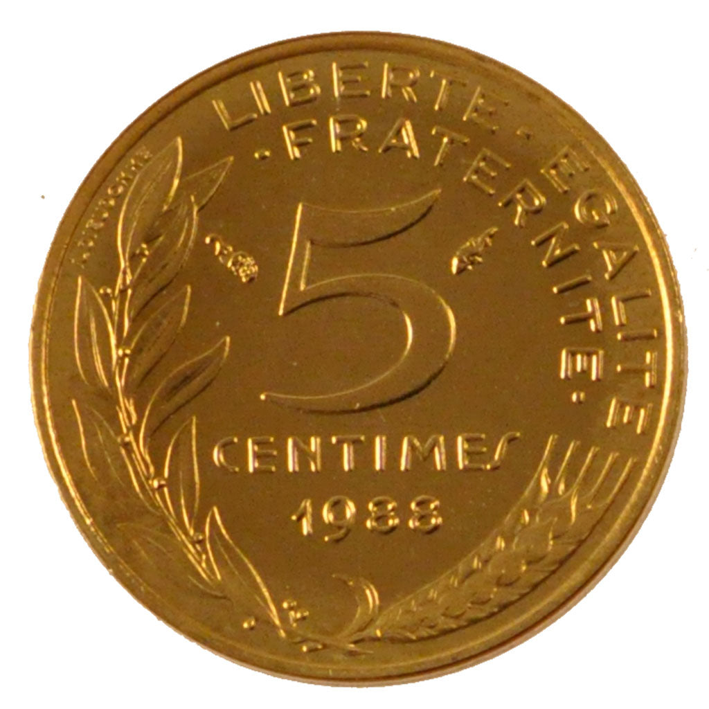 FRANCE, Marianne, 5 Centimes, 1988, Paris, KM #933, MS(63), Aluminum-Bronze,...