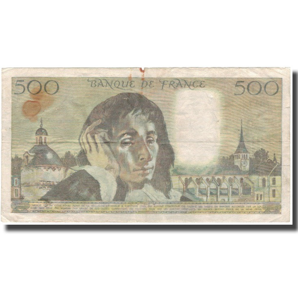 France, 500 Francs, Pascal, 1974-12-05, B+, Fayette:71.12, KM:156c