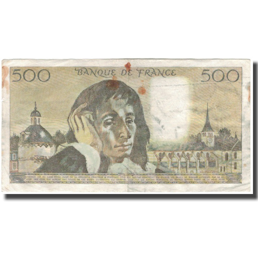France, 500 Francs, Pascal, 1976-11-04, VF(20-25), Fayette:71.15, KM:156d