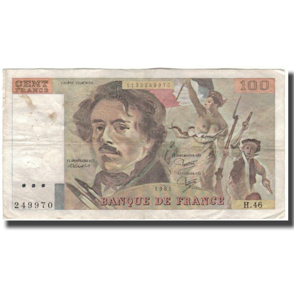Frankrijk, 100 Francs, Delacroix, 1981, B+, Fayette:69.5, KM:154b