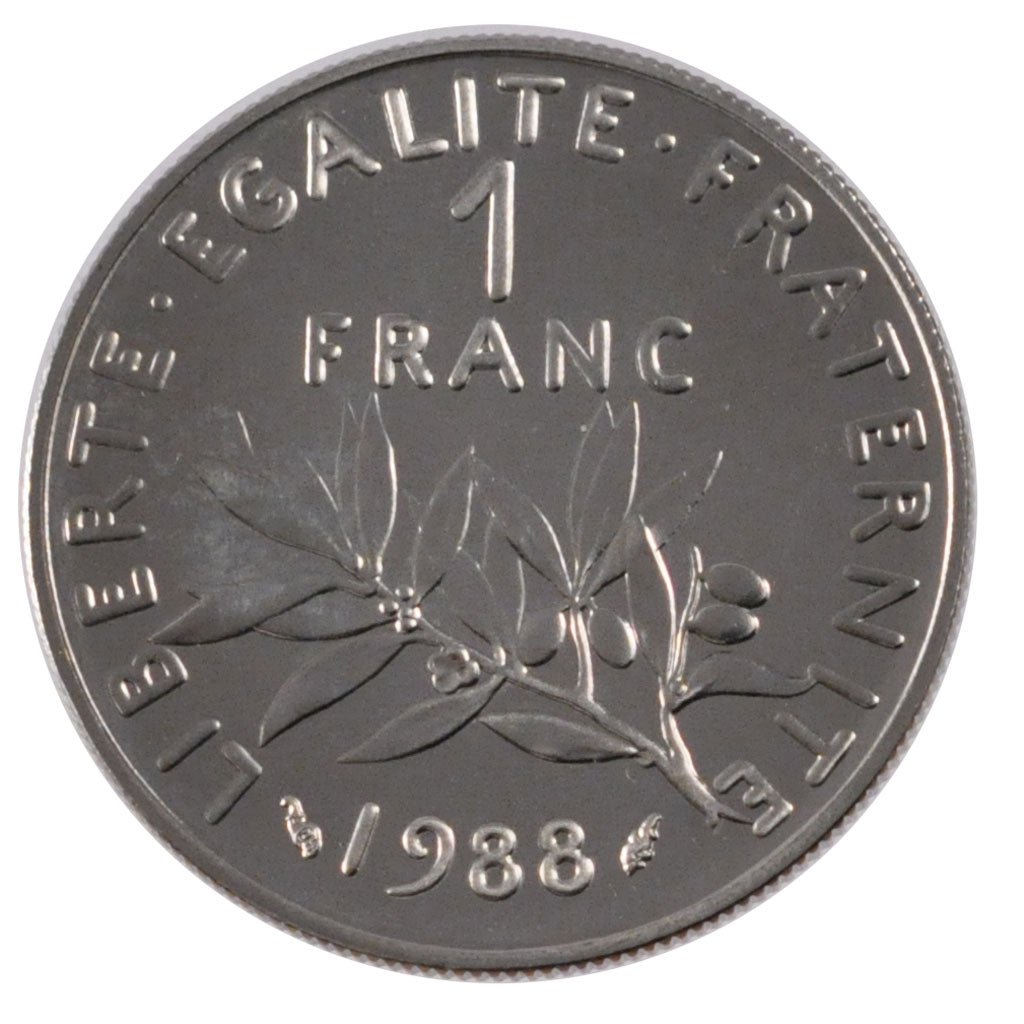 FRANCE, Semeuse, 1 Franc, 1988, Paris, MS(63), Nickel, 24, 6.00