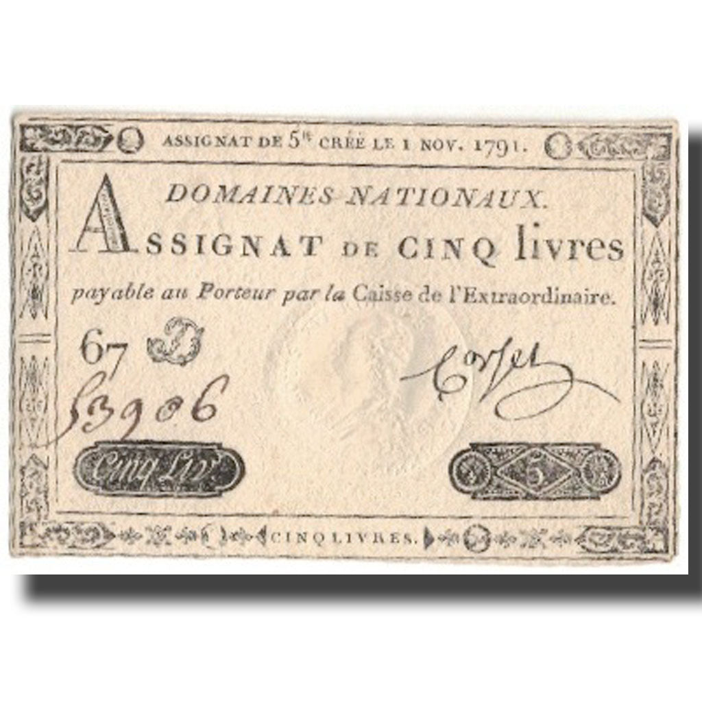 Frankrijk, 5 Livres, 1791, 1791-11-01, SUP+, KM:A50, Lafaurie:145
