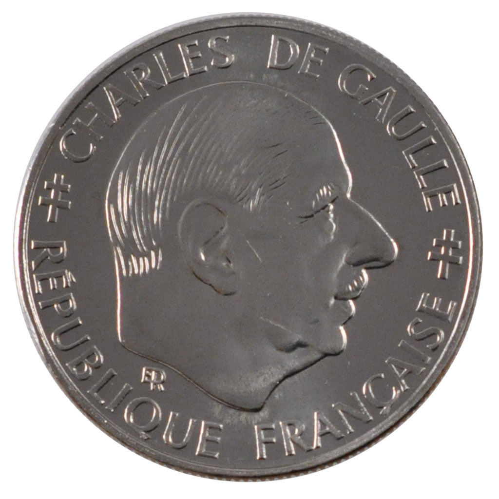 FRANCE, Charles de Gaulle, Franc, 1988, Paris, KM #963, MS(63), Nickel, 24,...