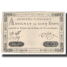 France, 5 Livres, 1791, Corset, 1791-09-28, AU(50-53), KM:A49, Lafaurie:144