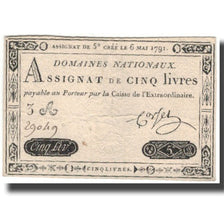 Francja, 5 Livres, 1791, 1791-05-06, EF(40-45), KM:A42