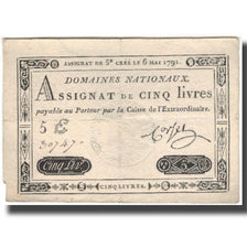 França, 5 Livres, 1791, 1791-05-06, VF(20-25), KM:A42, Lafaurie:137