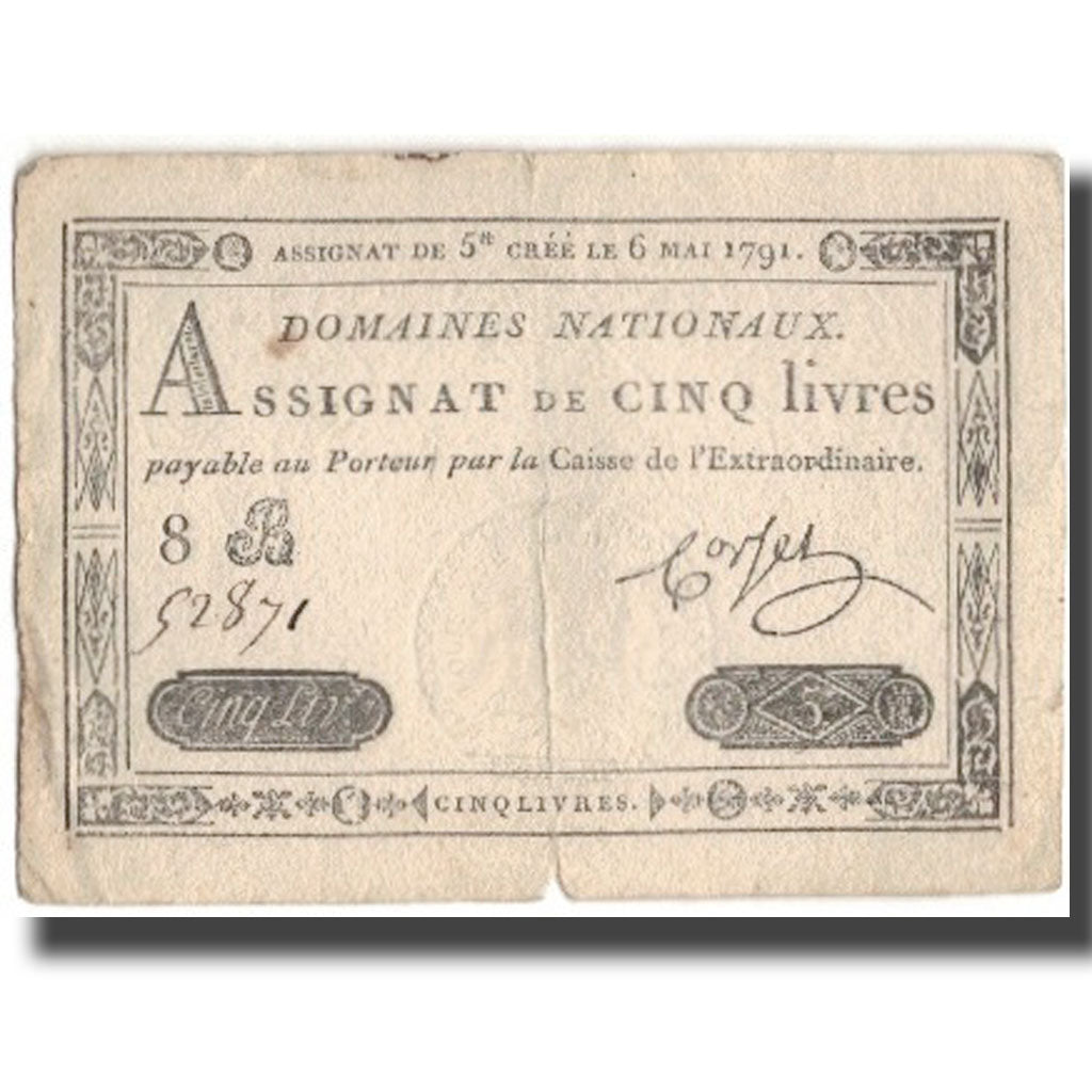 France, 5 Livres, 1791, 1791-05-06, VF(30-35), KM:A42, Lafaurie:137