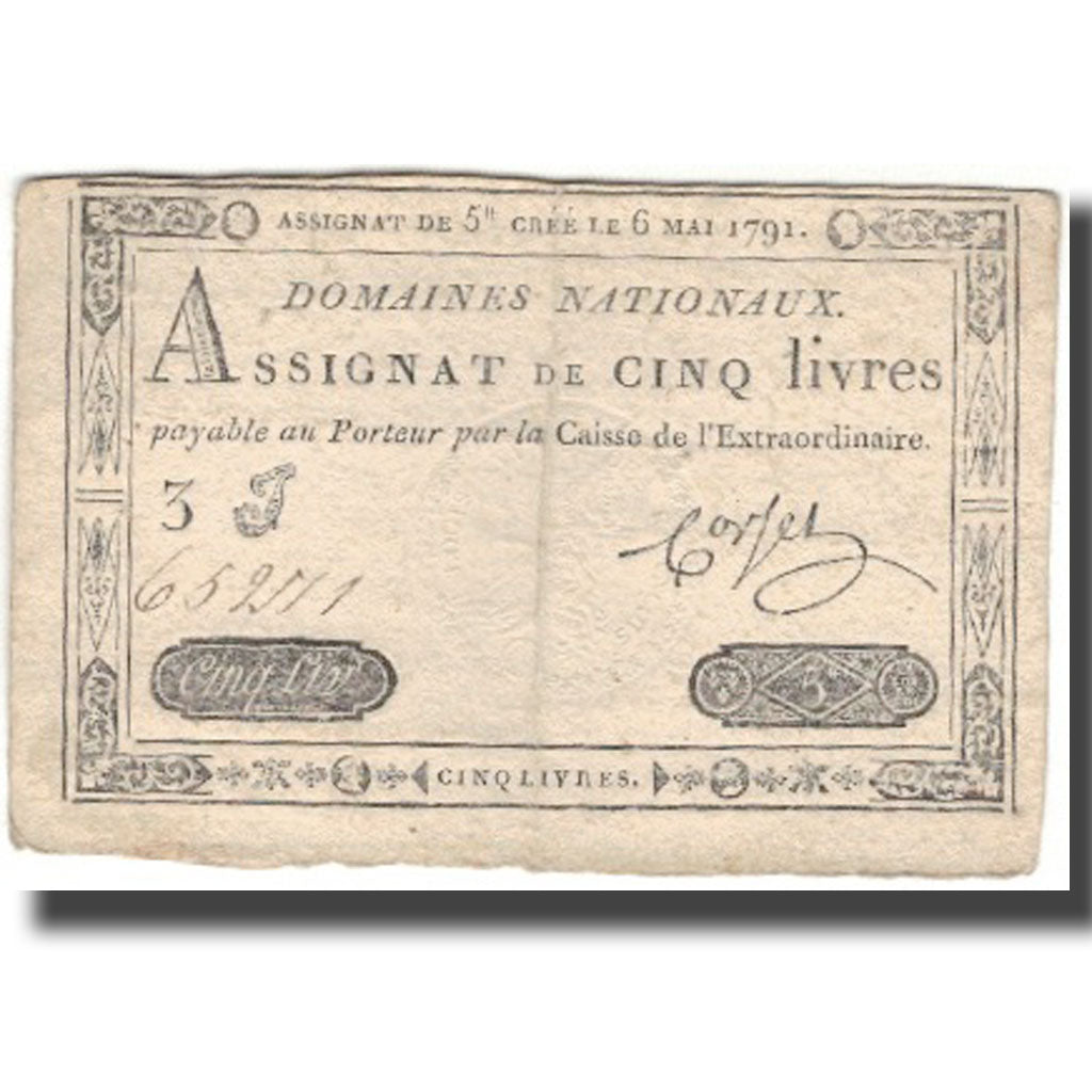 Francja, 5 Livres, 1791, 1791-05-06, VF(30-35), KM:A42, Lafaurie:137